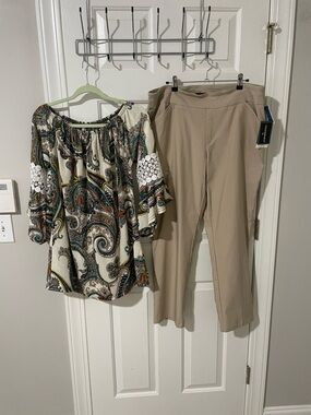 Light Taupe Women’s Straight-Leg Pants nwt xl l/xl matching win win top lace